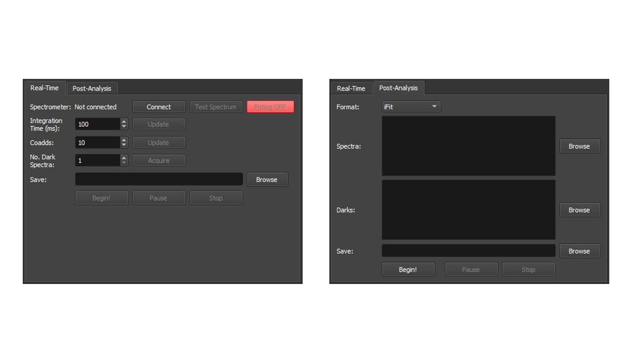 screenshot of GUI controls