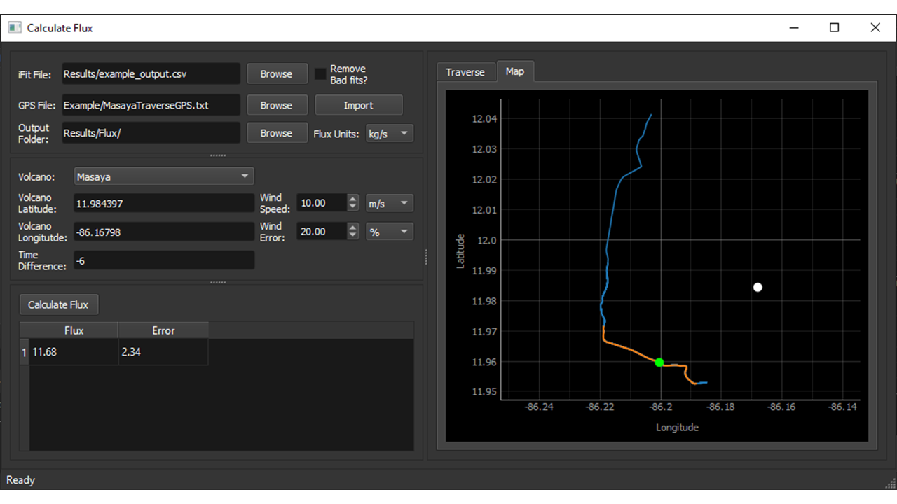 screenshot of calc_flux map window