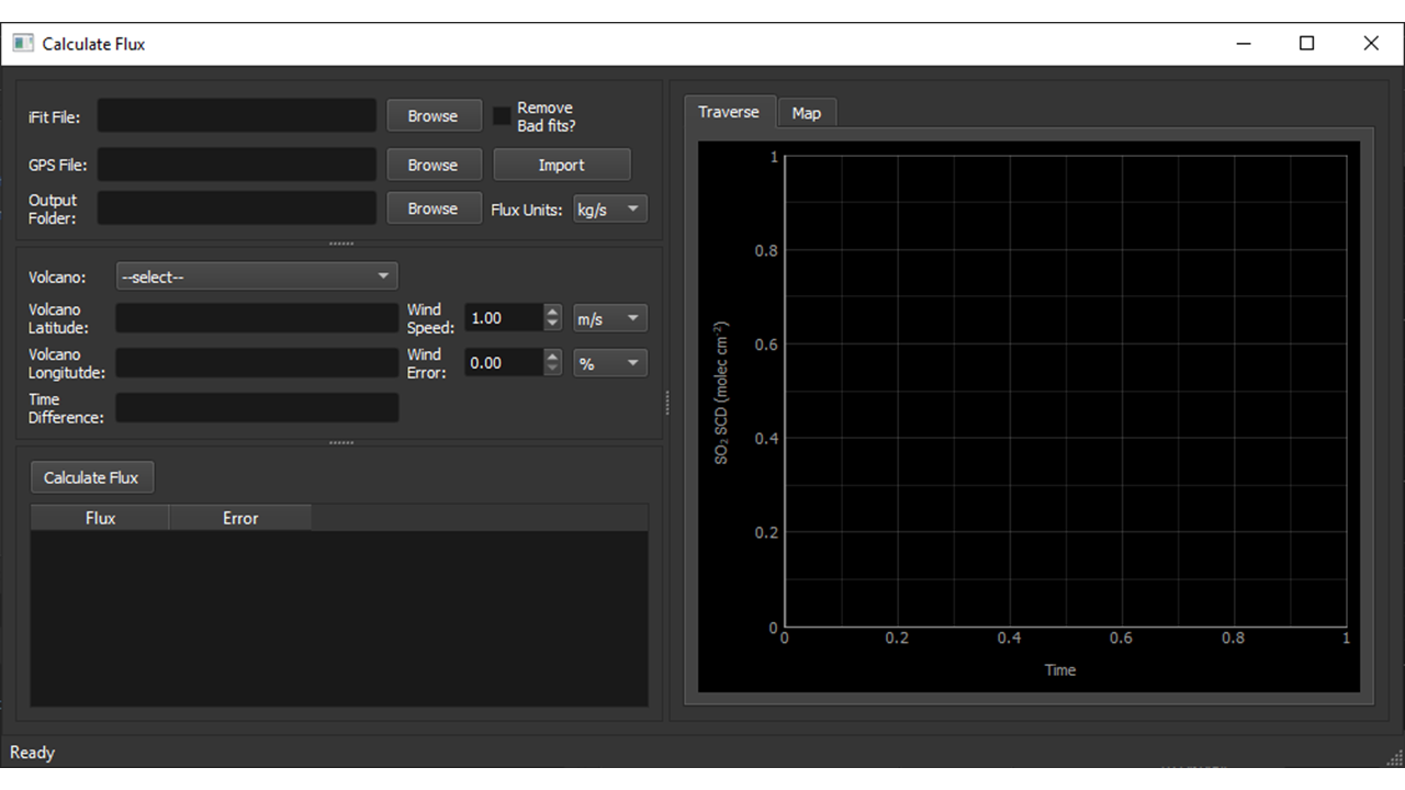 screenshot of calc_flux window