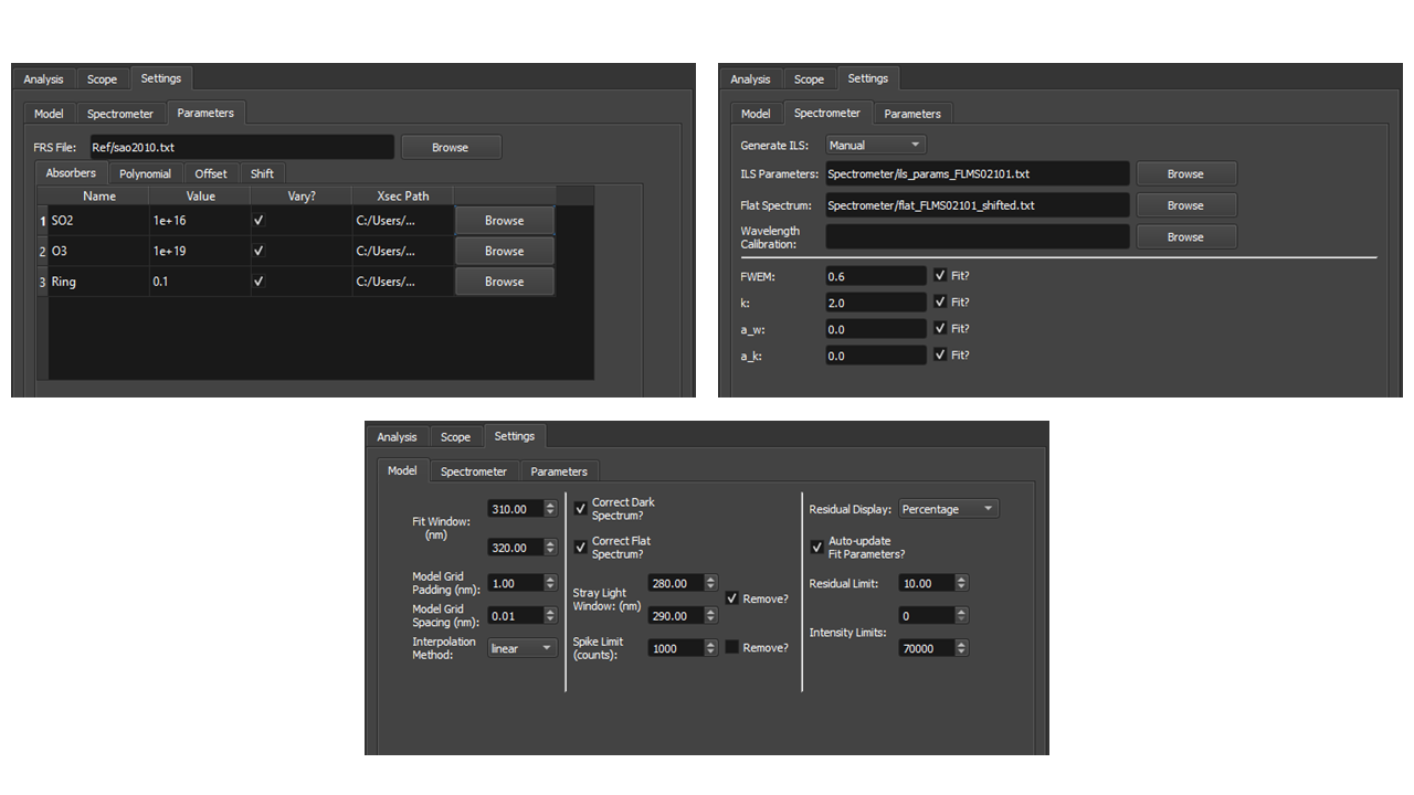 screenshot of GUI settings